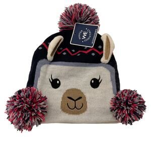 Winter Essentials Girls Llama Pom Pom Beanie New with tags